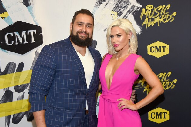NASHVILLE, TN - JUNE 06: Rusev (L) and Lana (R) attend the 2018 CMT Music Awards at Bridgestone Arena on June 6, 2018 in Nashville, Tennessee.  (Photo by Rick Diamond/Getty Images for CMT)