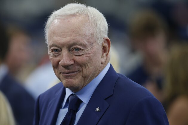 Dallas Cowboys owner and general manager Jerry Jones looks on before Dallas Cowboys play the Green Bay Packers in an NFL football game in Arlington, Texas, Sunday, Oct. 6, 2019. (AP Photo/Ron Jenkins)