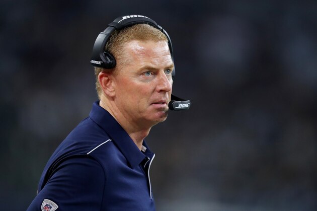 ARLINGTON, TEXAS - OCTOBER 20: Head coach Jason Garrett of the Dallas Cowboys leads the Dallas Cowboys against the Philadelphia Eagles in the second quarter at AT&T Stadium on October 20, 2019 in Arlington, Texas. (Photo by Tom Pennington/Getty Images)