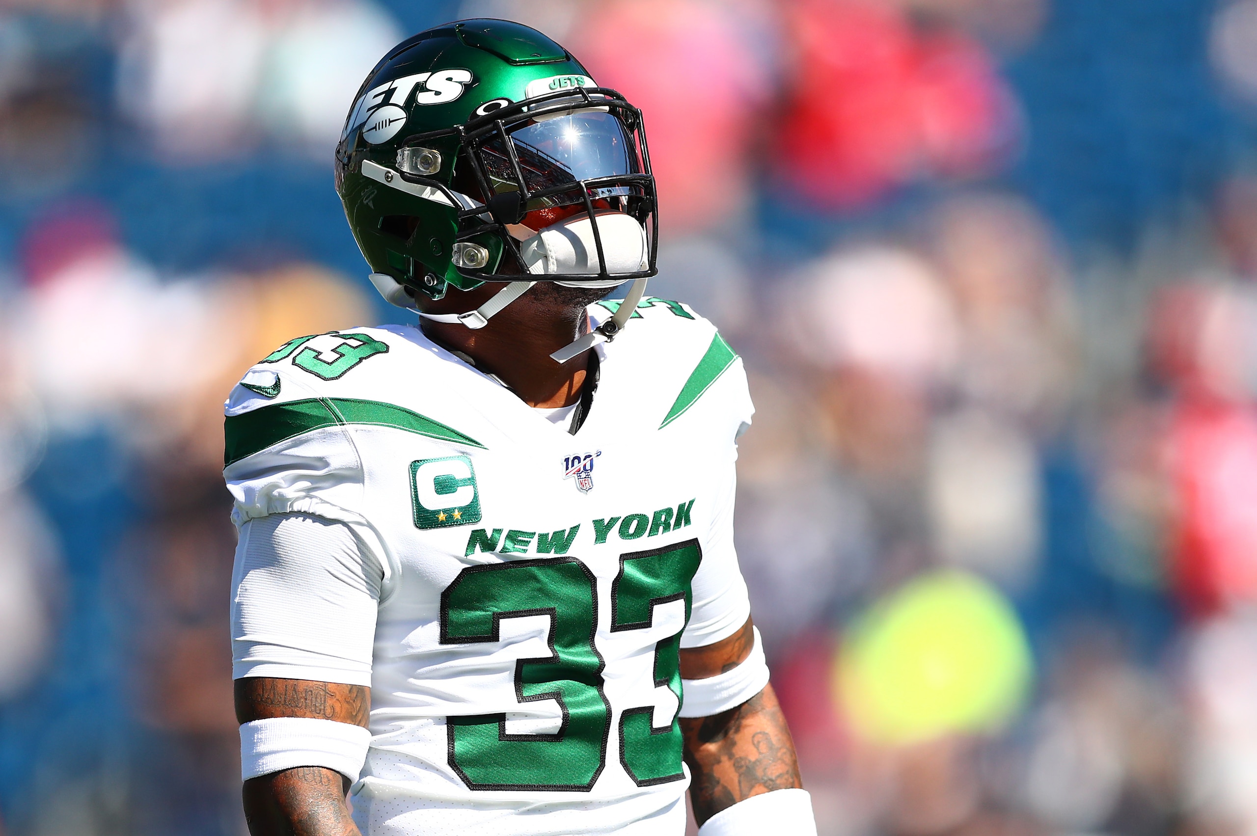 FOXBOROUGH, MASSACHUSETTS - SEPTEMBER 22: Jamal Adams #33 of the New York Jets looks on before the game against the New England Patriots at Gillette Stadium on September 22, 2019 in Foxborough, Massachusetts. (Photo by Adam Glanzman/Getty Images) FOXBOROUGH, MASSACHUSETTS - SEPTEMBER 22: Jamal Adams #33 of the New York Jets looks on before the game against the New England Patriots at Gillette Stadium on September 22, 2019 in Foxborough, Massachusetts. (Photo by Adam Glanzman/Getty Images)