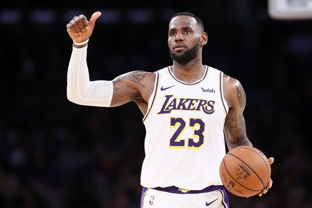 LOS ANGELES, CA - OCTOBER 27: LeBron James #23 of the Los Angeles Lakers handles the ball against the Charlotte Hornets on October 27, 2019 at STAPLES Center in Los Angeles, California. NOTE TO USER: User expressly acknowledges and agrees that, by downloading and/or using this Photograph, user is consenting to the terms and conditions of the Getty Images License Agreement. Mandatory Copyright Notice: Copyright 2019 NBAE (Photo by Chris Elise/NBAE via Getty Images)