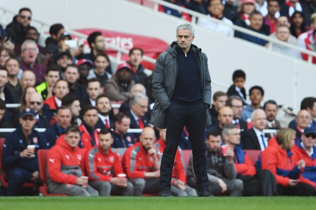 LONDON, ENGLAND - MAY 07: Jose Mourinho, Manager of Manchester United looks on during the Premier League match between Arsenal and Manchester United at the Emirates Stadium on May 7, 2017 in London, England.  (Photo by Laurence Griffiths/Getty Images)