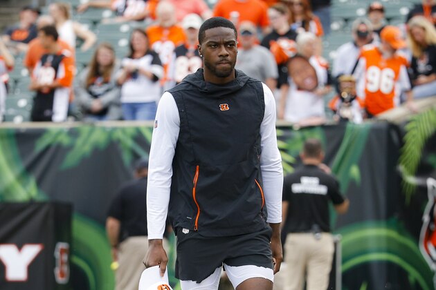 Cincinnati Bengals wide receiver A.J. Green walks the field during practice before an NFL football game against the Arizona Cardinals, Sunday, Oct. 6, 2019, in Cincinnati. (AP Photo/Frank Victores)