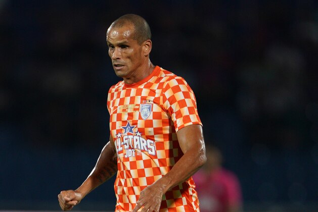 JOHOR BAHRU, MALAYSIA - JUNE 30: Rivaldo Ex-Brazil International and JDT Rest of the World in action during the match against JDT TMJ Selection during the JDT All-Stars Charity Match at the Larkin Stadium on June 30, 2019 in Johor Bahru, Malaysia. (Photo by Allsport Co./Getty Images)