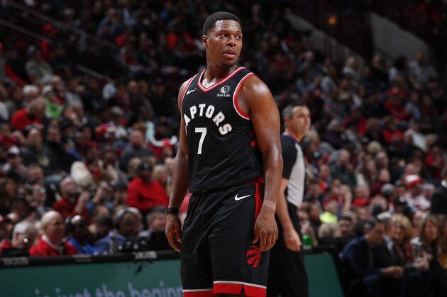 CHICAGO, IL - OCTOBER 26: Kyle Lowry #7 of the Toronto Raptors looks on against the Chicago Bulls on October 26, 2019 at United Center in Chicago, Illinois. NOTE TO USER: User expressly acknowledges and agrees that, by downloading and or using this photograph, User is consenting to the terms and conditions of the Getty Images License Agreement. Mandatory Copyright Notice: Copyright 2019 NBAE (Photo by Jeff Haynes/NBAE via Getty Images)