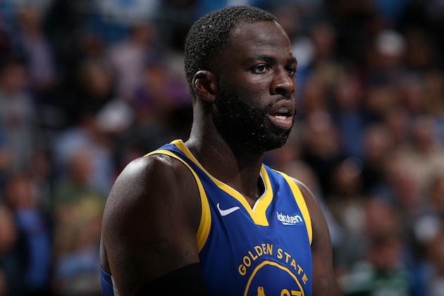 OKLAHOMA CITY, OK - OCTOBER 27: Draymond Green #23 of the Golden State Warriors looks on against the Oklahoma City Thunder on October 27, 2019 at Chesapeake Energy Arena in Oklahoma City, Oklahoma. NOTE TO USER: User expressly acknowledges and agrees that, by downloading and or using this photograph, User is consenting to the terms and conditions of the Getty Images License Agreement. Mandatory Copyright Notice: Copyright 2019 NBAE (Photo by Zach Beeker/NBAE via Getty Images)