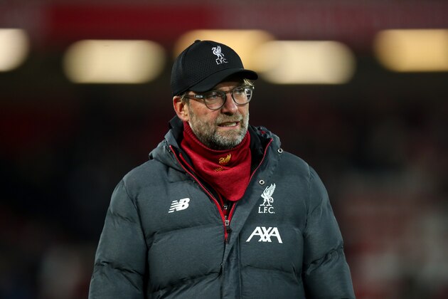 LIVERPOOL, ENGLAND - OCTOBER 30:  Jurgen Klopp the head coach / manager of Liverpool during the Carabao Cup Round of 16 match between Liverpool and Arsenal at Anfield on October 30, 2019 in Liverpool, England. (Photo by Robbie Jay Barratt - AMA/Getty Images)