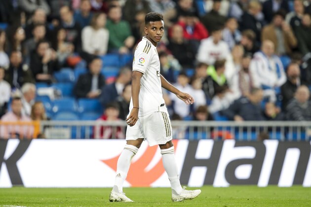 MADRID, SPAIN - OCTOBER 30: Rodrygo of Real Madrid during the La Liga Santander  match between Real Madrid v Leganes at the Santiago Bernabeu on October 30, 2019 in Madrid Spain (Photo by David S. Bustamante/Soccrates/Getty Images)