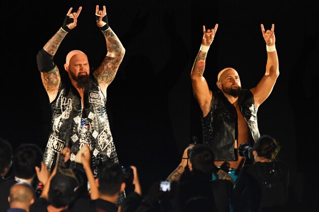 TOKYO,JAPAN - JUNE 29: Luke Gallows and Karl Anderson enter the ring during the WWE Live Tokyo at Ryogoku Kokugikan on June 29, 2019 in Tokyo, Japan. (Photo by Etsuo Hara/Getty Images)