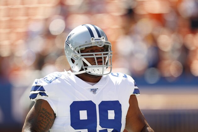 Dallas Cowboys defensive tackle Antwaun Woods (99) is seen before a preseason NFL football game against the Los Angeles Rams, Saturday, Aug. 17, 2019, in Honolulu. (AP Photo/Marco Garcia)