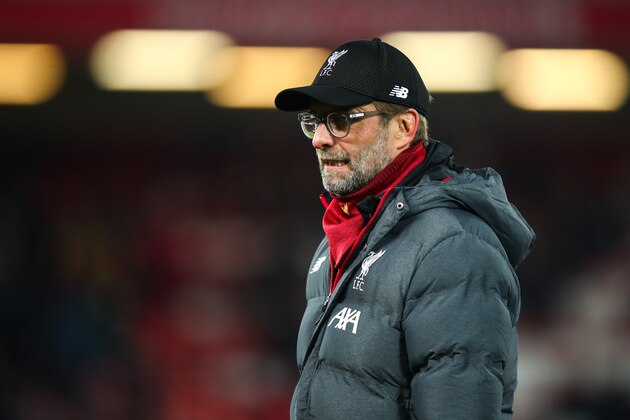 LIVERPOOL, ENGLAND - OCTOBER 30:  Jurgen Klopp the head coach / manager of Liverpool during the Carabao Cup Round of 16 match between Liverpool and Arsenal at Anfield on October 30, 2019 in Liverpool, England. (Photo by Robbie Jay Barratt - AMA/Getty Images)