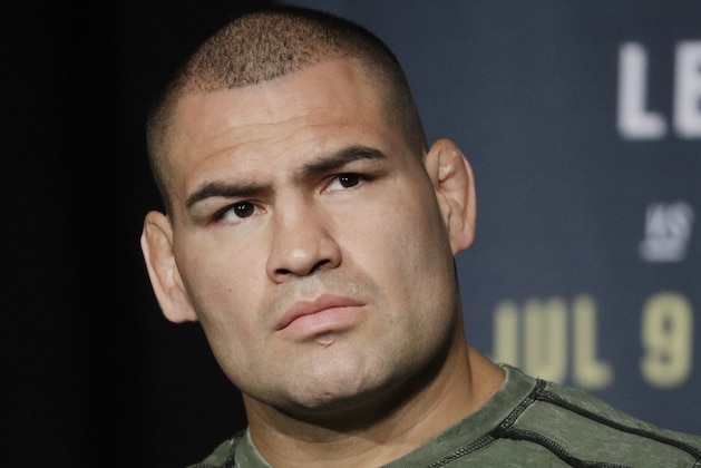 Cain Velasquez attends a UFC 200 mixed martial arts news conference, Wednesday, July 6, 2016, in Las Vegas. UFC 200 is scheduled for Saturday in Las Vegas. (AP Photo/John Locher)