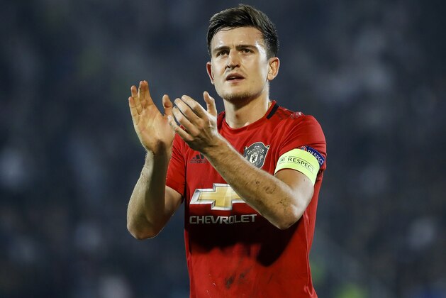 BELGRADE, SERBIA - OCTOBER 24: Harry Maguire of Manchester United applauds the fans after the UEFA Europa League group L match between Partizan and Manchester United at Partizan Stadium on October 24, 2019 in Belgrade, Serbia. (Photo by Srdjan Stevanovic/Getty Images)