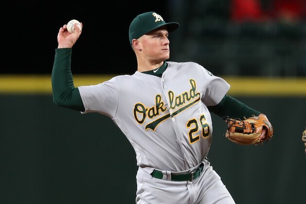 SEATTLE, WASHINGTON - SEPTEMBER 28:  Matt Chapman #26 of the Oakland Athletics plays third base during the game against the Seattle Mariners at T-Mobile Park on September 28, 2019 in Seattle, Washington.  The Athletics defeated the Mariners 1-0.  (Photo by Rob Leiter/MLB Photos via Getty Images)