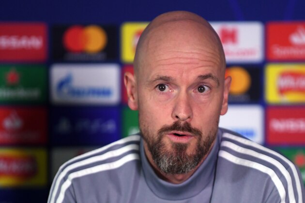 LONDON, ENGLAND - NOVEMBER 04: Erik ten Hag, Manager of Ajax speaks to the media during a press conference ahead of their UEFA Champions League Group H match against Chelsea at Stamford Bridge on November 04, 2019 in London, England. (Photo by Mike Hewitt/Getty Images)