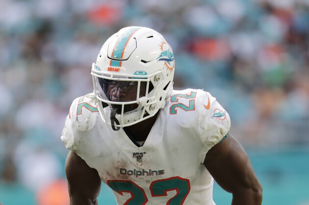 Miami Dolphins running back Mark Walton (22) in action during the second half of an NFL football game against the New York Jets on Sunday, Nov. 3, 2019, in Miami Gardens, Fla. (AP Photo/Lynne Sladky)
