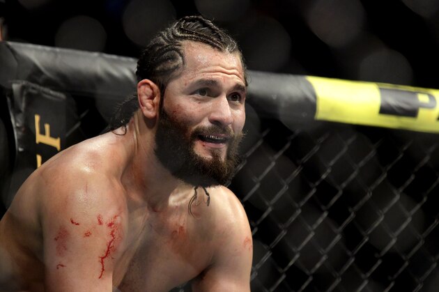 NEW YORK, NEW YORK - NOVEMBER 02:  Jorge Masvidal of the United States fights against Nate Diaz (not pictured) of the United States in the Welterweight