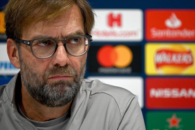 Liverpool's German manager Jurgen Klopp attends a press conference at Anfield stadium in Liverpool, north west England on November 4, 2019, on the eve of their UEFA Champions League Group E football match against Genk. (Photo by Paul ELLIS / AFP) (Photo by PAUL ELLIS/AFP via Getty Images)