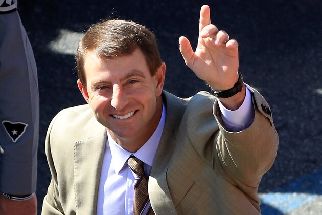 CLEMSON, SOUTH CAROLINA - NOVEMBER 02: Head coach Dabo Swinney of the Clemson Tigers makes the Tiger Walk before their game against the Wofford Terriers at Memorial Stadium on November 02, 2019 in Clemson, South Carolina. (Photo by Streeter Lecka/Getty Images)