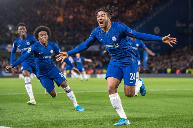 LONDON, ENGLAND - NOVEMBER 05: James Reece of Chelsea FC celebrate after scoring goal during the UEFA Champions League group H match between Chelsea FC and AFC Ajax at Stamford Bridge on November 5, 2019 in London, United Kingdom. (Photo by Sebastian Frej/MB Media/Getty Images)