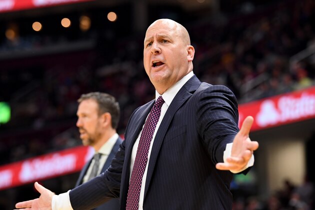 CLEVELAND, OHIO - OCTOBER 30: Head coach Jim Boylen of the Chicago Bulls objects to a foul call during the second half against the Cleveland Cavaliers at Rocket Mortgage Fieldhouse on October 30, 2019 in Cleveland, Ohio. The Cavaliers defeated the Bulls 117-111. NOTE TO USER: User expressly acknowledges and agrees that, by downloading and/or using this photograph, user is consenting to the terms and conditions of the Getty Images License Agreement. (Photo by Jason Miller/Getty Images)
