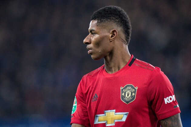 LONDON, ENGLAND - OCTOBER 30: Marcus Rashford of Manchester United looks on during the Carabao Cup Round of 16 match between Chelsea FC and Manchester United at Stamford Bridge Stadium on October 30, 2019 in London, England. (Photo by Sebastian Frej/MB Media/Getty Images)