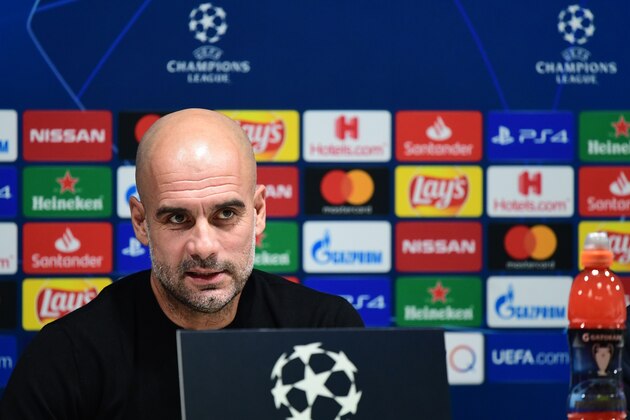 Manchester City's Spanish manager Pep Guardiola looks on during a press conference on the eve of the UEFA Champions League Group C football match Atalanta Bergamo vs Manchester City on November 5, 2019 at the San Siro stadium in Milan. (Photo by Miguel MEDINA / AFP) (Photo by MIGUEL MEDINA/AFP via Getty Images)