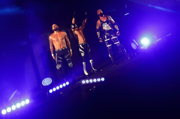 SINGAPORE - JUNE 27:  Karl Anderson, AJ Styles and Luke Gallows in action during the WWE Live Singapore at the Singapore Indoor Stadium on June 27, 2019 in Singapore.  (Photo by Suhaimi Abdullah/Getty Images for Singapore Sports Hub)
