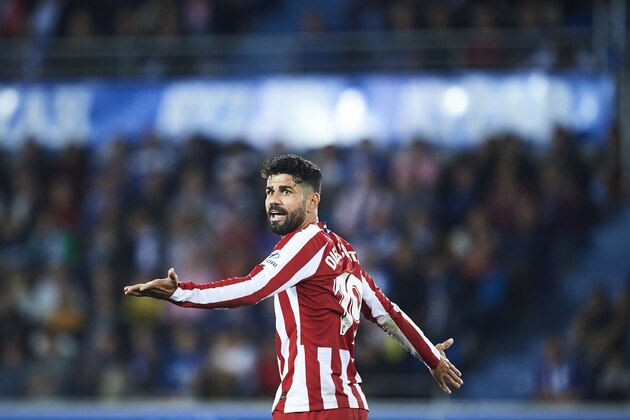 SEVILLE, SPAIN - NOVEMBER 02:Diego Costa of Club Atletico de Madrid reacts during the Liga match between Sevilla FC and Club Atletico de Madrid at Estadio Ramon Sanchez Pizjuan on November 02, 2019 in Seville, Spain. (Photo by Aitor Alcalde/Getty Images)