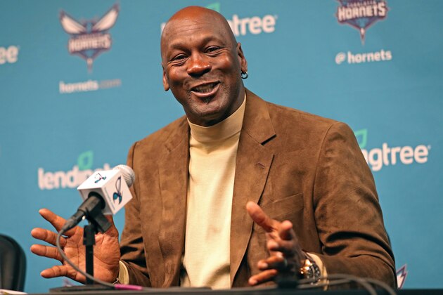 CHARLOTTE, NC- FEBRUARY 12: Owner of the Charlotte Hornets, Michael Jordan, hosts a press conference for media before NBA All-Star Weekend at the Spectrum Center in Charlotte, North Carolina on February 12, 2019. NOTE TO USER: User expressly acknowledges and agrees that, by downloading and or using this photograph, User is consenting to the terms and conditions of the Getty Images License Agreement. Mandatory Copyright Notice: Copyright 2019 NBAE (Photo by Kent Smith/NBAE via Getty Images)