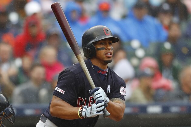 Cleveland Indians' Francisco Lindor bats in the sixth inning of a baseball game against the Detroit Tigers in Detroit, Sunday, June 16, 2019. (AP Photo/Paul Sancya)