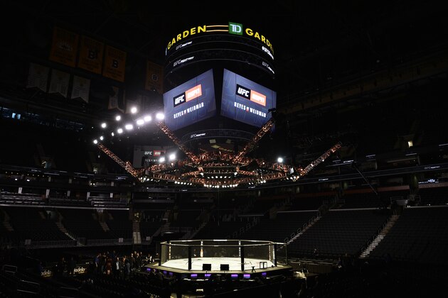 BOSTON, MASSACHUSETTS - OCTOBER 18:  A general view of the Octagon prior to the UFC Fight Night event at TD Garden on October 18, 2019 in Boston, Massachusetts. (Photo by Chris Unger/Zuffa LLC via Getty Images)