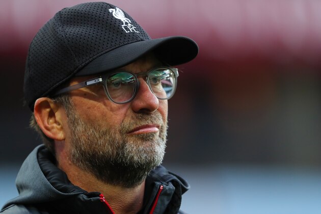 BIRMINGHAM, ENGLAND - NOVEMBER 02: Jurgen Klopp the head coach / manager of Liverpool during the Premier League match between Aston Villa and Liverpool FC at Villa Park on November 2, 2019 in Birmingham, United Kingdom. (Photo by Matthew Ashton - AMA/Getty Images)