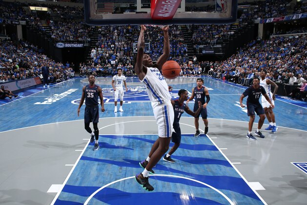 MEMPHIS, TN - NOVEMBER 5: James Wiseman #32 of the Memphis Tigers dunks the ball against the South Carolina State Bulldogs during a game on November 5, 2019 at FedExForum in Memphis, Tennessee. Memphis defeated South Carolina State 97-64. (Photo by Joe Murphy/Getty Images) MEMPHIS, TN - NOVEMBER 5: James Wiseman #32 of the Memphis Tigers dunks the ball against the South Carolina State Bulldogs during a game on November 5, 2019 at FedExForum in Memphis, Tennessee. Memphis defeated South Carolina State 97-64. (Photo by Joe Murphy/Getty Images)