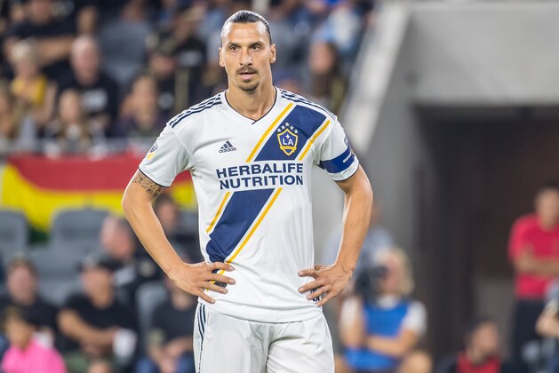 LOS ANGELES, CA - OCTOBER 24: Zlatan Ibrahimovic #9 of Los Angeles Galaxy during the MLS Western Conference Semi-final between Los Angeles FC and Los Angeles Galaxy at the Banc of California Stadium on October 24, 2019 in Los Angeles, California. Los Angeles FC won the match 5-3 (Photo by Shaun Clark/Getty Images)