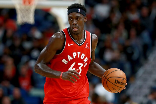 NEW ORLEANS, LOUISIANA - NOVEMBER 08: Pascal Siakam #43 of the Toronto Raptors in action during a NBA game against the New Orleans Pelicans at the Smoothie King Center on November 08, 2019 in New Orleans, Louisiana. NOTE TO USER: User expressly acknowledges and agrees that, by downloading and or using this photograph, User is consenting to the terms and conditions of the Getty Images License Agreement.  (Photo by Sean Gardner/Getty Images)