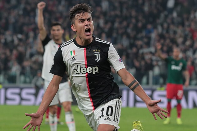 TURIN, ITALY - OCTOBER 22:  Paulo Dybala of Juventus celebrates his second goal during the UEFA Champions League group D match between Juventus and Lokomotiv Moskva at Allianz Stadium on October 22, 2019 in Turin, Italy.  (Photo by Emilio Andreoli/Getty Images)
