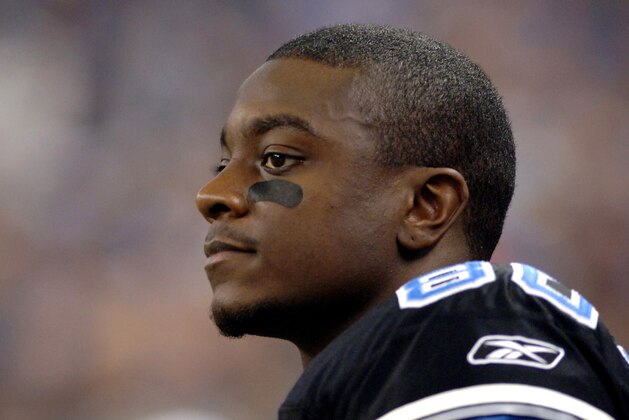 Detroit Lions wide receiver Charles Rogers watches play during  a Thanksgiving Day game, November 24, 2005, at Ford Field, Detroit.  The Atlanta Falcons defeated the Lions 27 - 7. (Photo by Al Messerschmidt/Getty Images)
