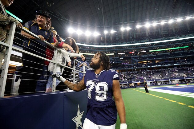 ARLINGTON, TEXAS - NOVEMBER 10:  Michael Bennett #79 of the Dallas Cowboys after a game against the Minnesota Vikings at AT&T Stadium on November 10, 2019 in Arlington, Texas. (Photo by Ronald Martinez/Getty Images)