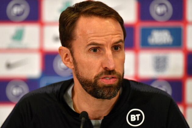 England's manager Gareth Southgate attends an England press conference at St George's Park in Burton-on-Trent, central England on November 12, 2019, ahead of their Euro 2020 football qualification match against Montenegro. (Photo by Paul ELLIS / AFP) / NOT FOR MARKETING OR ADVERTISING USE / RESTRICTED TO EDITORIAL USE (Photo by PAUL ELLIS/AFP via Getty Images)