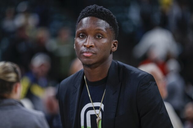 INDIANAPOLIS, IN - NOVEMBER 08: Victor Oladipo #4 of the Indiana Pacers is seen following the game against the Detroit Pistons at Bankers Life Fieldhouse on November 8, 2019 in Indianapolis, Indiana. NOTE TO USER: User expressly acknowledges and agrees that, by downloading and/or using this photograph, user is consenting to the terms and conditions of the Getty Images License Agreement (Photo by Michael Hickey/Getty Images)