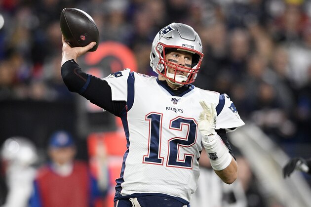 New England Patriots quarterback Tom Brady throws a pass against the Baltimore Ravens during the first half of an NFL football game, Sunday, Nov. 3, 2019, in Baltimore. (AP Photo/Nick Wass)