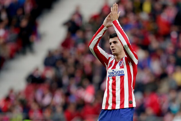 MADRID, SPAIN - NOVEMBER 10: Alvaro Morata of Atletico Madrid celebrates goal during the La Liga Santander  match between Atletico Madrid v Espanyol at the Estadio Wanda Metropolitano on November 10, 2019 in Madrid Spain (Photo by David S. Bustamante/Soccrates/Getty Images)
