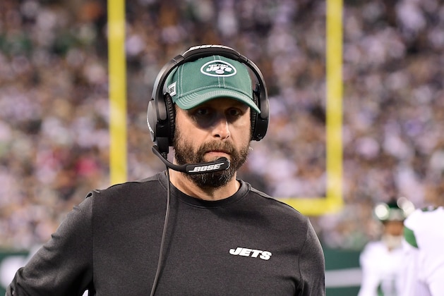EAST RUTHERFORD, NEW JERSEY - OCTOBER 13:  Head coach Adam Gase of the New York Jets looks on against the Dallas Cowboys at MetLife Stadium on October 13, 2019 in East Rutherford, New Jersey. (Photo by Emilee Chinn/Getty Images)