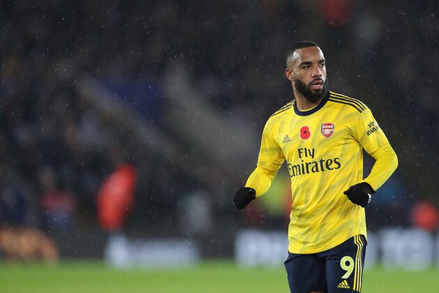 LEICESTER, ENGLAND - NOVEMBER 09: Alexandre Lacazette of Arsenal during the Premier League match between Leicester City and Arsenal FC at The King Power Stadium on November 9, 2019 in Leicester, United Kingdom. (Photo by James Williamson - AMA/Getty Images)