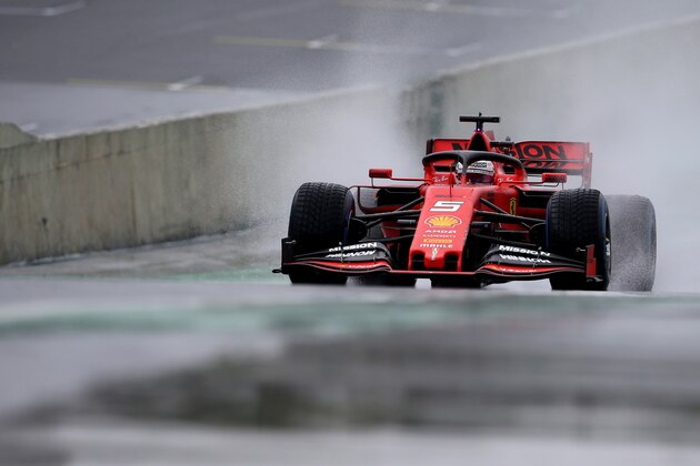 SAO PAULO, BRAZIL - NOVEMBER 15: Sebastian Vettel of Germany driving the (5) Scuderia Ferrari SF90 on track during practice for the F1 Grand Prix of Brazil at Autodromo Jose Carlos Pace on November 15, 2019 in Sao Paulo, Brazil. (Photo by Charles Coates/Getty Images)