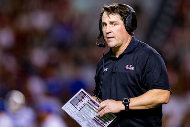 COLUMBIA, SC - SEPTEMBER 28: Head coach Will Muschamp of the South Carolina Gamecocks looks on during a game against the Kentucky Wildcats at Williams-Brice Stadium on September 28, 2019 in Columbia, South Carolina. (Photo by Carmen Mandato/Getty Images)