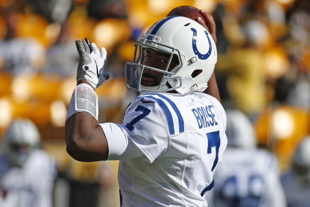 PITTSBURGH, PA - NOVEMBER 03:  Jacoby Brissett #7 of the Indianapolis Colts in action against the Pittsburgh Steelers on November 3, 2019 at Heinz Field in Pittsburgh, Pennsylvania.  (Photo by Justin K. Aller/Getty Images)