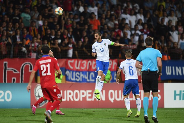 YEREVAN, ARMENIA - SEPTEMBER 05: Leonardo Bonucci of Italy in action during the UEFA Euro 2020 qualifier between Armenia and Italy at Republican Stadium after Vazgen Sargsyan on September 5, 2019 in Yerevan, Armenia. (Photo by Claudio Villa/Getty Images)