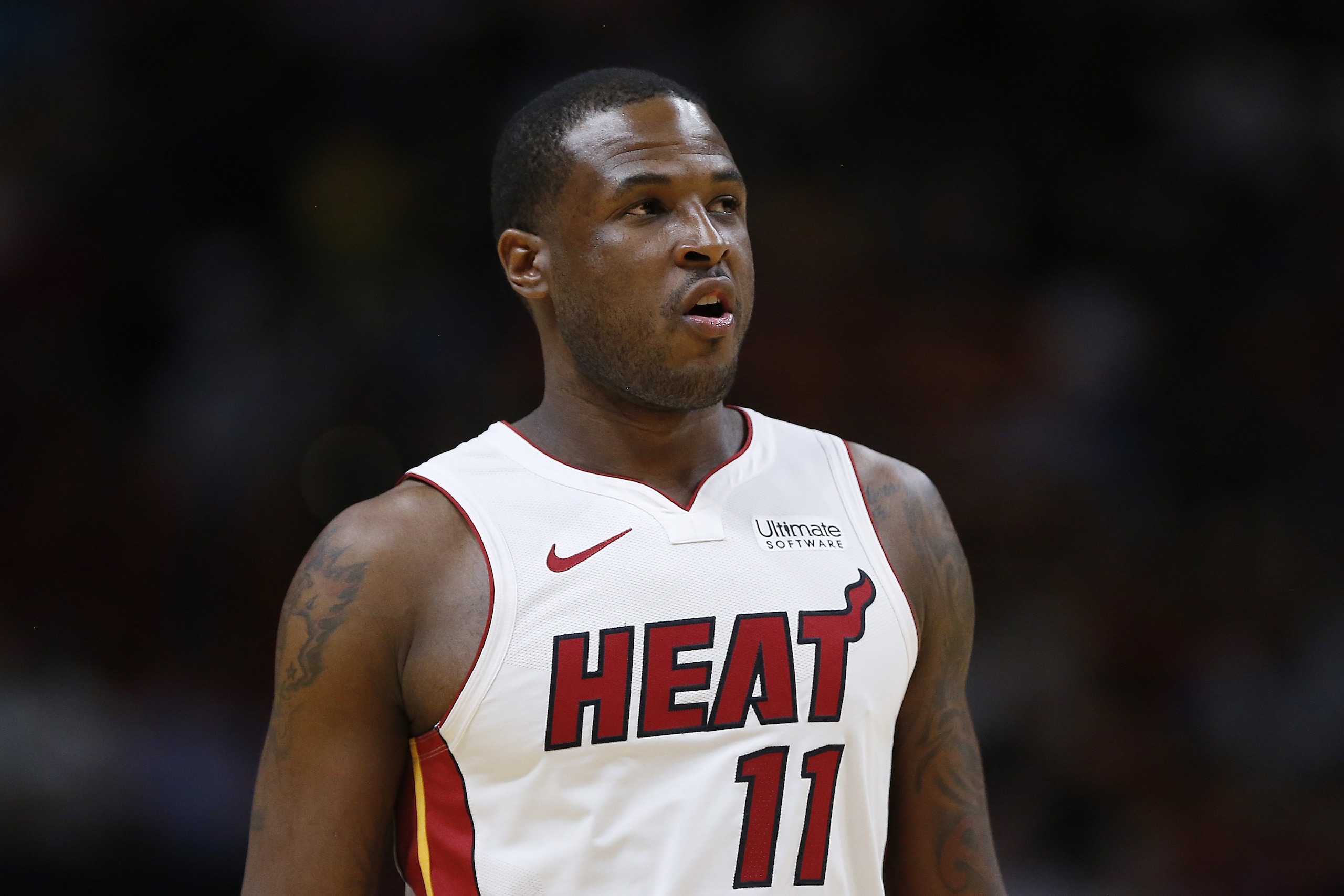 MIAMI, FLORIDA - OCTOBER 18: Dion Waiters #11 of the Miami Heat looks on against the Houston Rockets during the first half at American Airlines Arena on October 18, 2019 in Miami, Florida. NOTE TO USER: User expressly acknowledges and agrees that, by downloading and or using this photograph, User is consenting to the terms and conditions of the Getty Images License Agreement. (Photo by Michael Reaves/Getty Images) MIAMI, FLORIDA - OCTOBER 18: Dion Waiters #11 of the Miami Heat looks on against the Houston Rockets during the first half at American Airlines Arena on October 18, 2019 in Miami, Florida. NOTE TO USER: User expressly acknowledges and agrees that, by downloading and or using this photograph, User is consenting to the terms and conditions of the Getty Images License Agreement. (Photo by Michael Reaves/Getty Images)